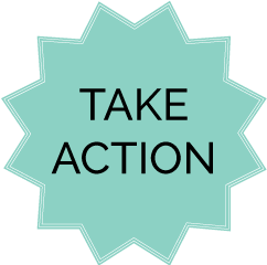 Take action text in starbust shape